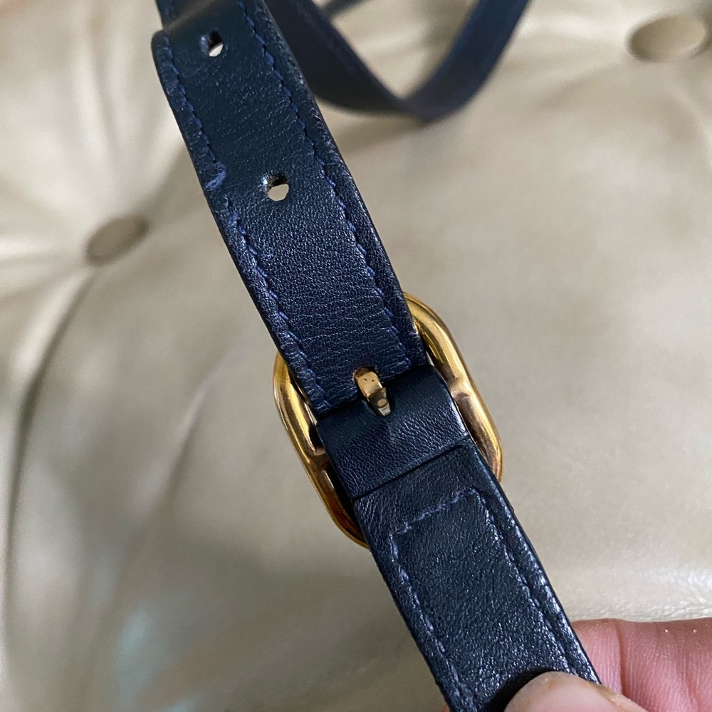 Vintage GUCCI Replacement Bag Strap Dark Blue Authentic Sherry Leather - Picture 5 of 7